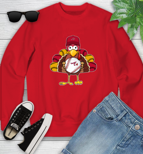 Atlanta Braves Turkey thanksgiving Youth Sweatshirt 9
