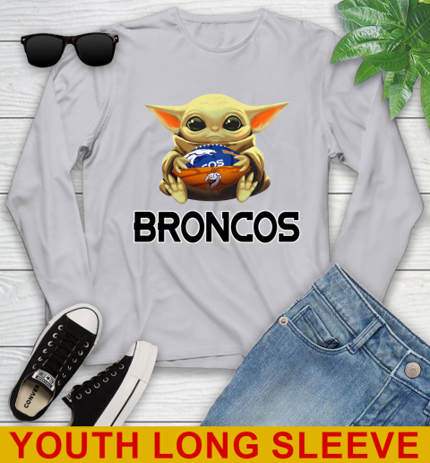 NFL Football Denver Broncos Baby Yoda Star Wars Shirt Youth Long Sleeve 6