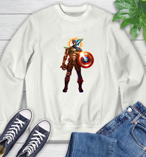 NFL Captain America Marvel Avengers Endgame Football Sports Miami Dolphins Sweatshirt