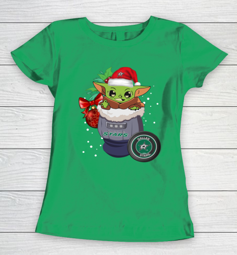 Dallas Stars Christmas Baby Yoda Star Wars Funny Happy NHL Women's T-Shirt