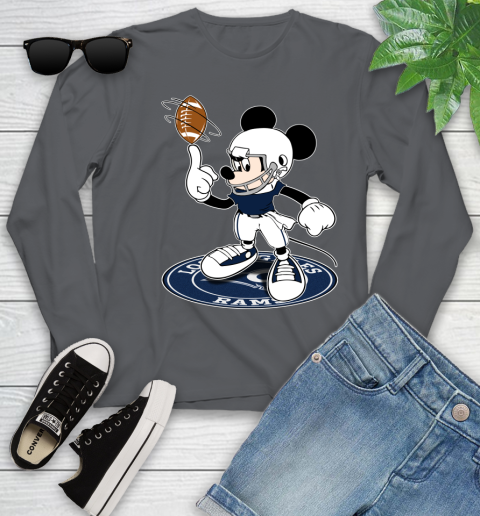 NFL Football Los Angeles Rams Cheerful Mickey Disney Shirt Youth Long Sleeve 8