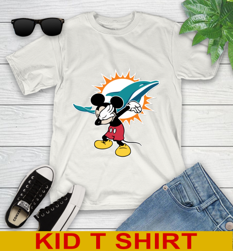 Miami Dolphins NFL Football Dabbing Mickey Disney Sports Youth T-Shirt