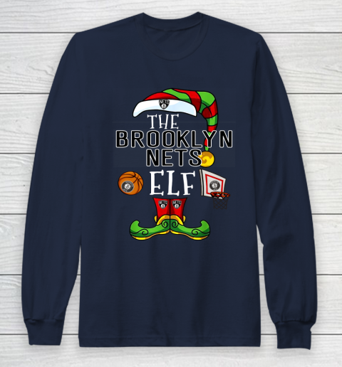 Brooklyn Nets Christmas ELF Funny NBA Long Sleeve T-Shirt 2