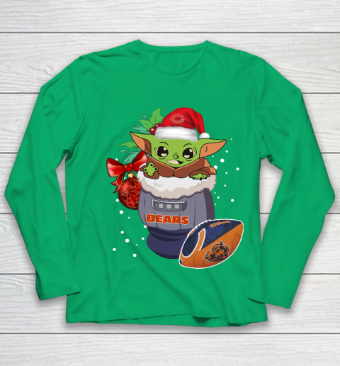 Chicago Bears Christmas Baby Yoda Star Wars Funny Happy NFL Youth Long Sleeve 6