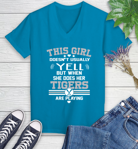 Detroit Tigers MLB Baseball I Yell When My Team Is Playing Women's V-Neck T-Shirt 7
