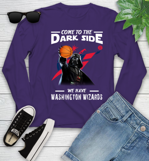 NBA Come To The Dark Side We Have Washington Wizards Star Wars Darth Vader Basketball Youth Long Sleeve 4