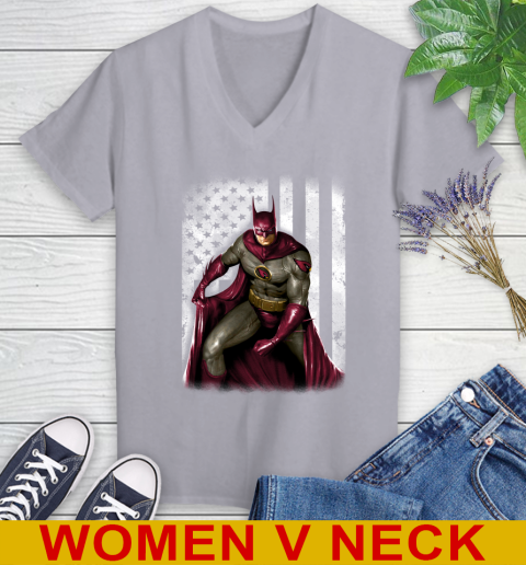 Arizona Cardinals NFL Football Batman DC American Flag Shirt Women's V-Neck T-Shirt 4
