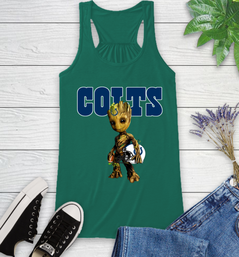 Indianapolis Colts NFL Football Groot Marvel Guardians Of The Galaxy Racerback Tank 7