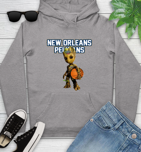 New Orleans Pelicans NBA Basketball Groot Marvel Guardians Of The Galaxy Youth Hoodie 6