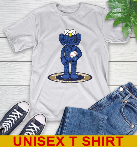 MLB Baseball Milwaukee Brewers Kaws Bff Blue Figure Shirt T-Shirt - Image 13