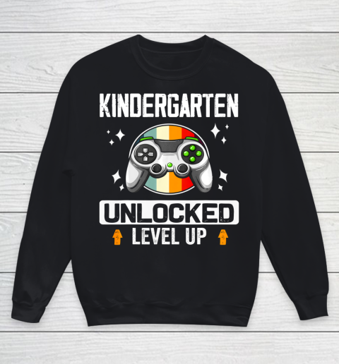Next Level t shirts Kindergarten Unlocked Level Up Back To School Gamer Youth Sweatshirt