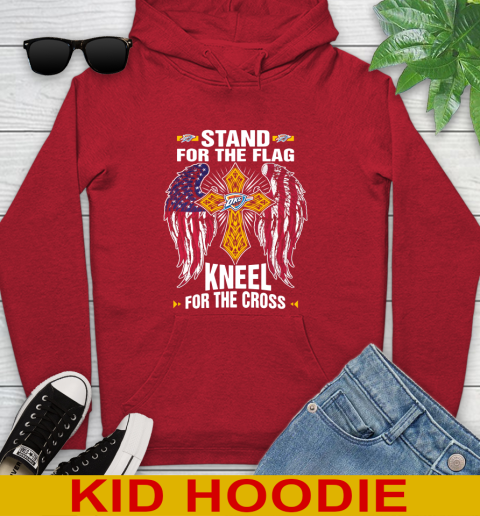 NBA Basketball Oklahoma City Thunder Stand For Flag Kneel For The Cross Shirt Youth Hoodie 11