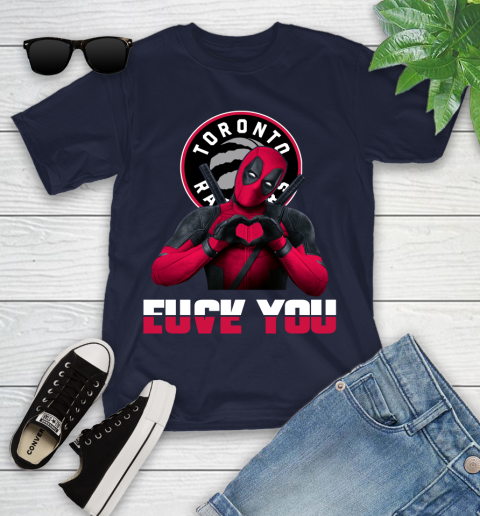 NBA Toronto Raptors Deadpool Love You Fuck You Basketball Sports Youth T-Shirt 2