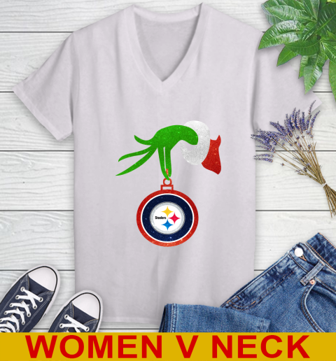 Pittsburgh Steelers Grinch Merry Christmas NFL Football Women's V-Neck T-Shirt