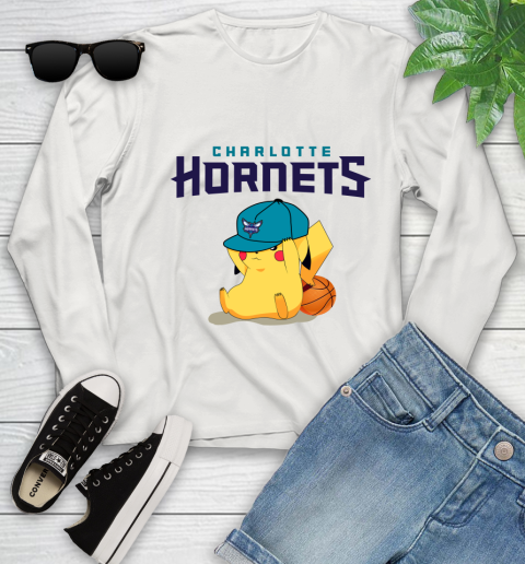 NBA Pikachu Basketball Sports Charlotte Hornets Youth Long Sleeve 12
