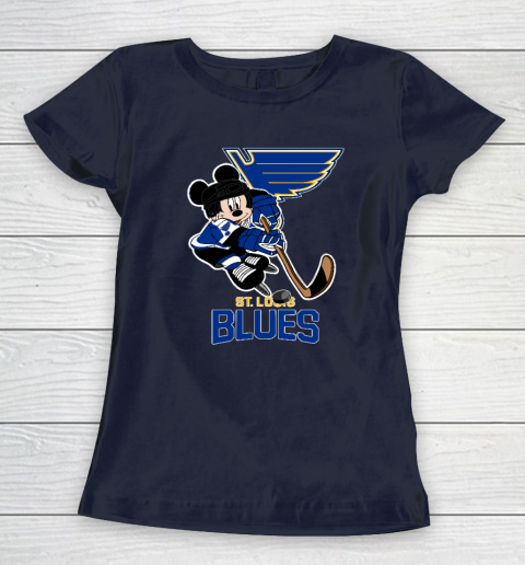 NHL St.Louis Blues Mickey Mouse Disney Hockey Women's T-Shirt 2