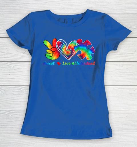 Autism Awareness Accept Understand Love Autism Mom Tie Dye Fitted Women's T-Shirt 8