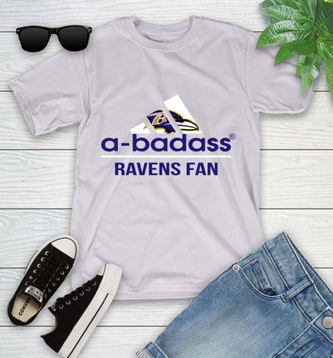 NFL A Badass Baltimore Ravens Fan Adidas Football Sports Youth T-Shirt 4