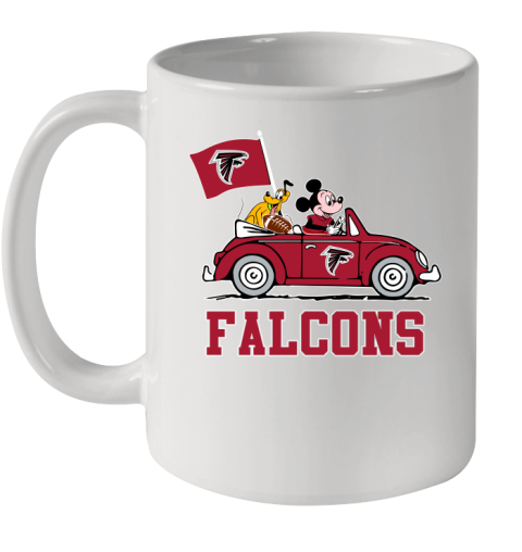 NFL Football Atlanta Falcons Pluto Mickey Driving Disney Shirt Ceramic Mug 11oz