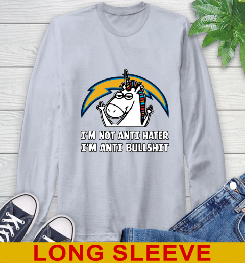 Los Angeles Chargers NFL Football Unicorn I'm Not Anti Hater I'm Anti Bullshit Long Sleeve T-Shirt 6