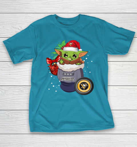 Pittsburgh Penguins Christmas Baby Yoda Star Wars Funny Happy NHL T-Shirt 8