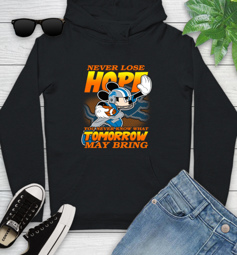 Detroit Lions NFL Football Mickey Disney Never Lose Hope Youth Hoodie