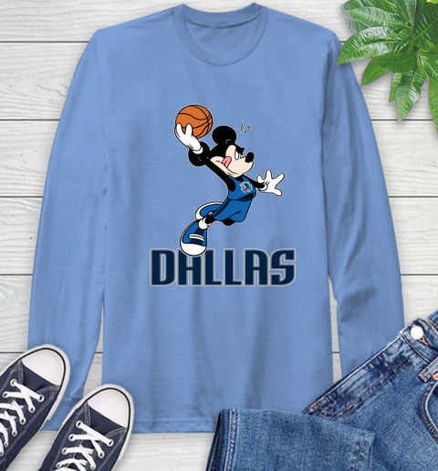 NBA Basketball Dallas Mavericks Cheerful Mickey Mouse Shirt Long Sleeve T-Shirt 12