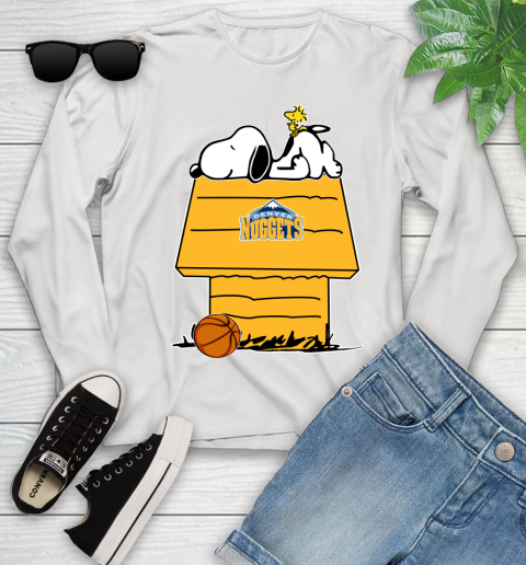 Denver Nuggets NBA Basketball Snoopy Woodstock The Peanuts Movie Youth Long Sleeve
