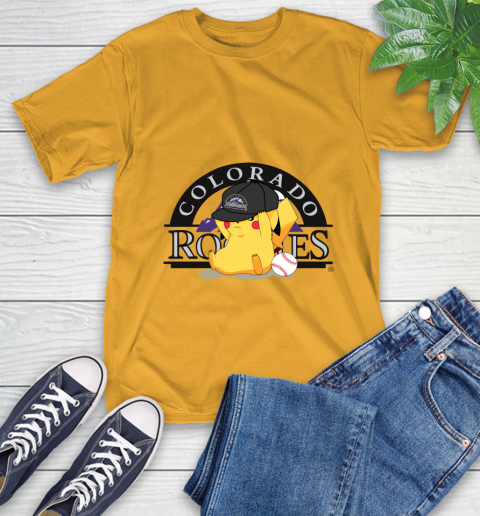 MLB Pikachu Baseball Sports Colorado Rockies T-Shirt 3