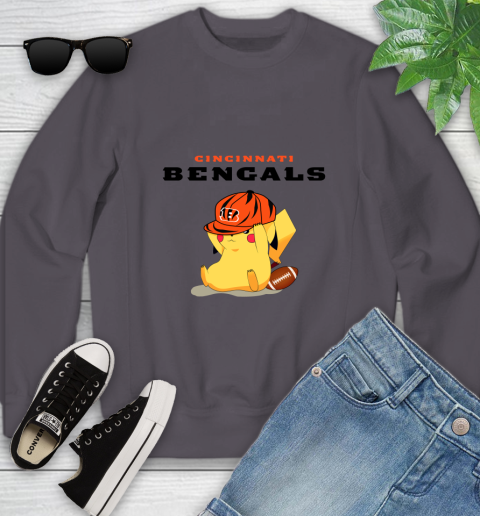 NFL Pikachu Football Sports Cincinnati Bengals Youth Sweatshirt 6