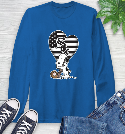 Chicago White Sox MLB Baseball The Peanuts Movie Adorable Snoopy Long Sleeve T-Shirt 9