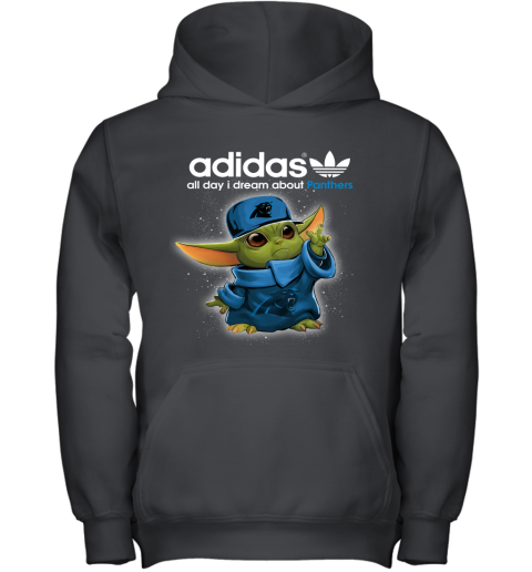 Baby Yoda Adidas All Day I Dream About Carolina Panthers Youth Hoodie