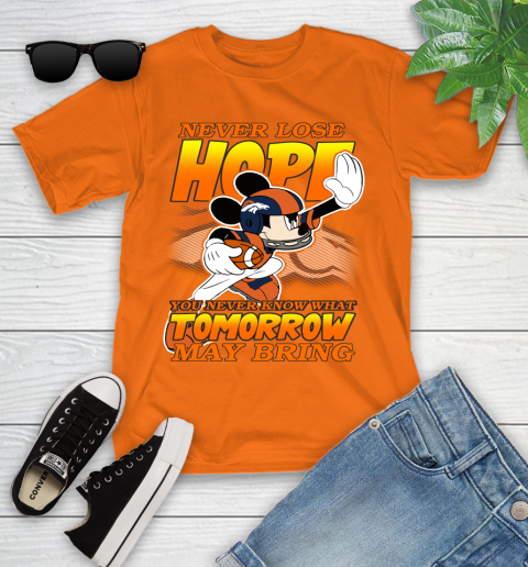 Denver Broncos NFL Football Mickey Disney Never Lose Hope Youth T-Shirt 9