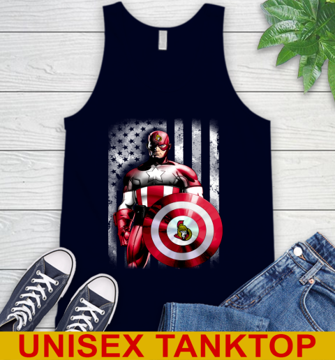 Ottawa Senators NHL Hockey Captain America Marvel Avengers American Flag Shirt Tank Top 2
