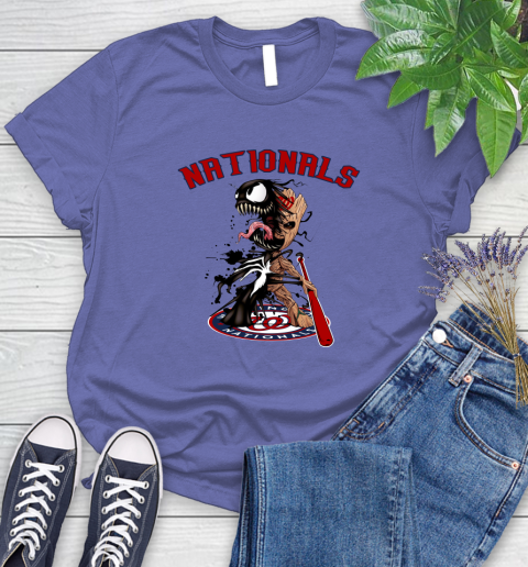 MLB Washington Nationals Baseball Venom Groot Guardians Of The Galaxy Women's T-Shirt 11