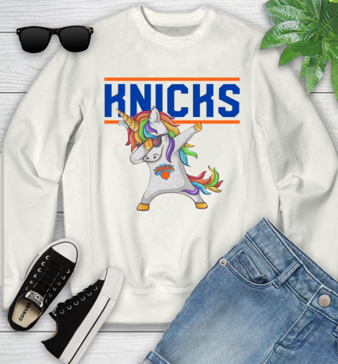 New York Knicks NBA Basketball Funny Unicorn Dabbing Sports Youth Sweatshirt
