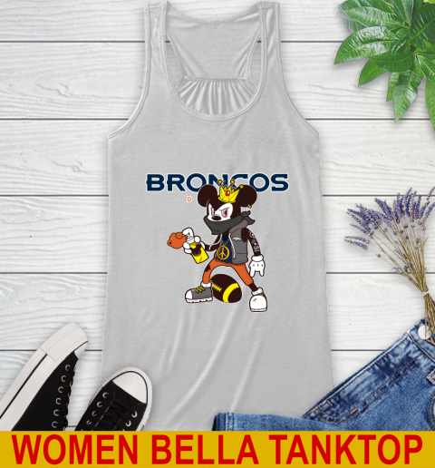 Denver Broncos NFL Football Mickey Peace Sign Sports Racerback Tank
