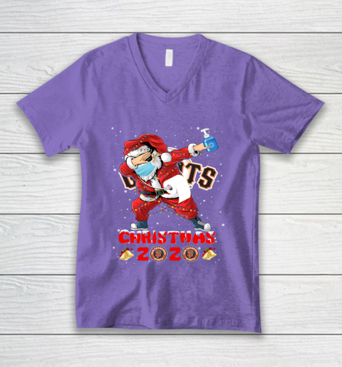 San Francisco Giants Funny Santa Claus Dabbing Christmas 2020 MLB V-Neck T-Shirt 8