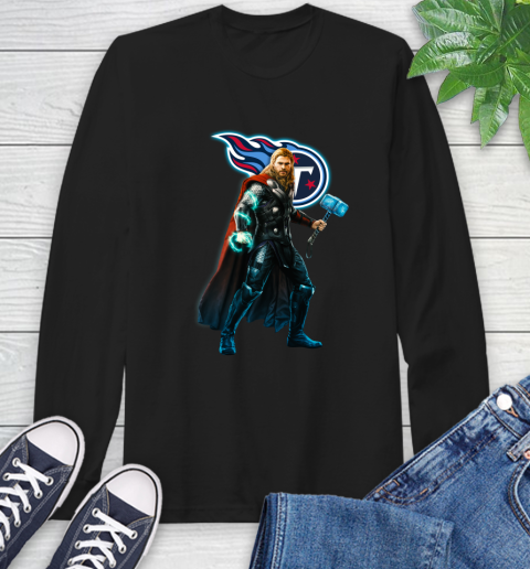 NFL Thor Avengers Endgame Football Tennessee Titans Long Sleeve T-Shirt 2