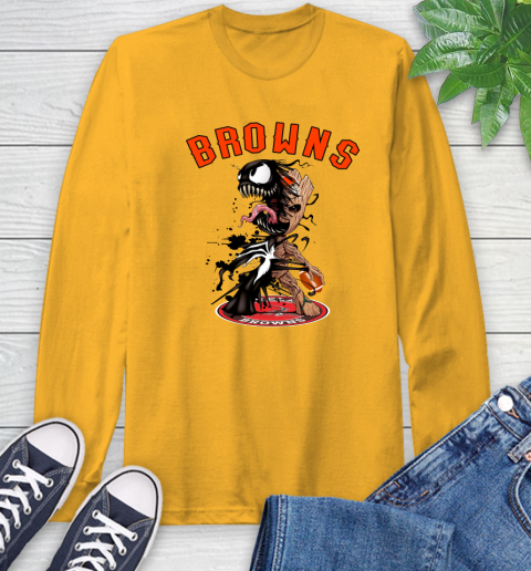 NFL Cleveland Browns Football Venom Groot Guardians Of The Galaxy Long Sleeve T-Shirt 3