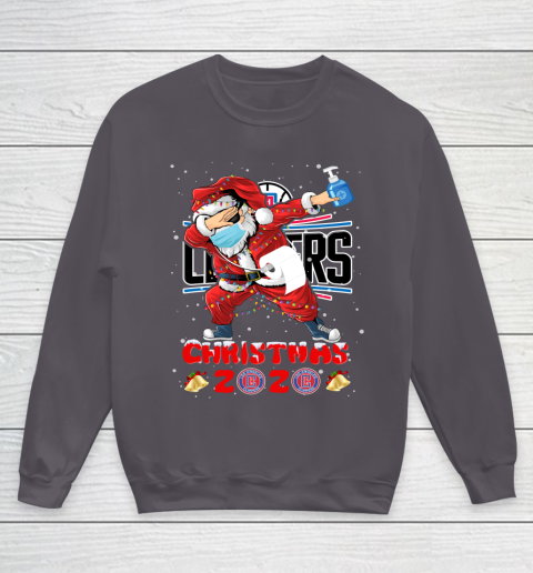 LA Clippers Funny Santa Claus Dabbing Christmas 2020 NBA Youth Sweatshirt 5