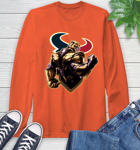 NFL Thanos Avengers Endgame Football Sports Houston Texans Long Sleeve T-Shirt 5