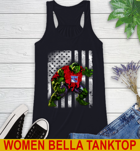 New York Rangers Hulk Marvel Avengers NHL Hockey American Flag Racerback Tank 8