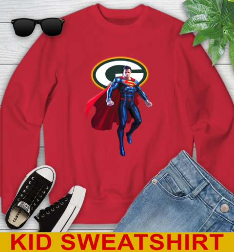 NFL Superman DC Sports Football Green Bay Packers Youth Sweatshirt 8