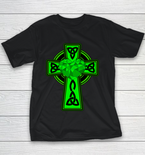 Irish Valentines Celtic Cross Irish American Heart Celtic Youth T-Shirt