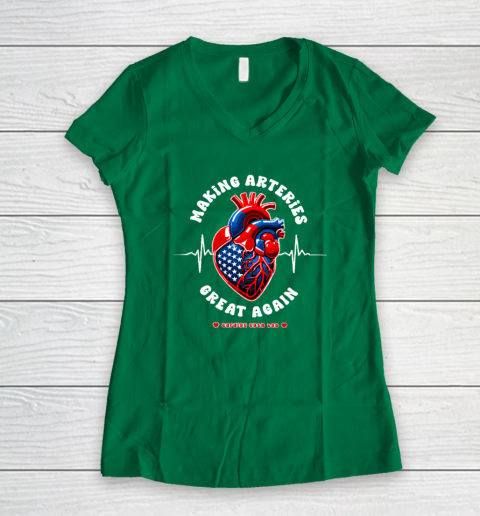 Making Arteries Great Again, Cardiac Cath Lab Women's V-Neck T-Shirt 3
