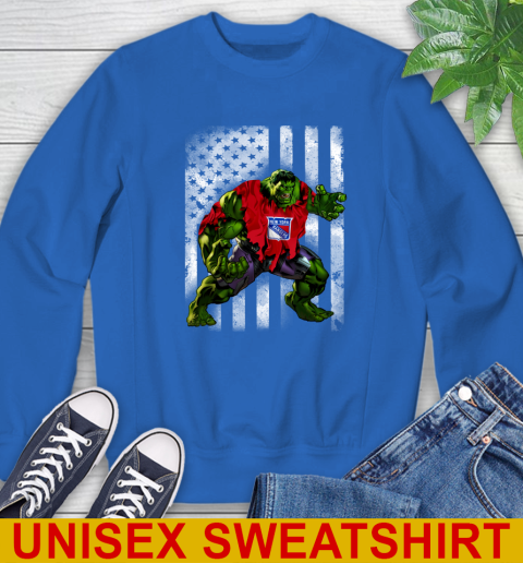 New York Rangers Hulk Marvel Avengers NHL Hockey American Flag Sweatshirt 11