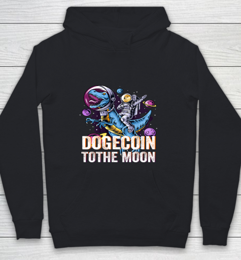 Dogecoin To The Moon T rex Cryptocurrency Youth Hoodie