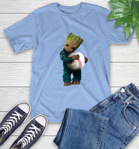 MLB Groot Guardians Of The Galaxy Baseball Sports Miami Marlins T-Shirt 11