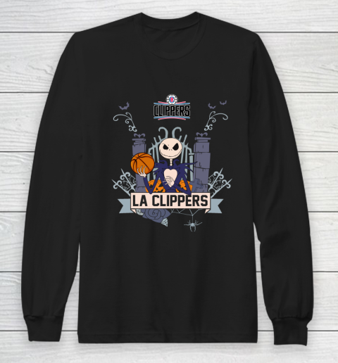 NBA LA Clippers Basketball Jack Skellington Halloween Long Sleeve T-Shirt